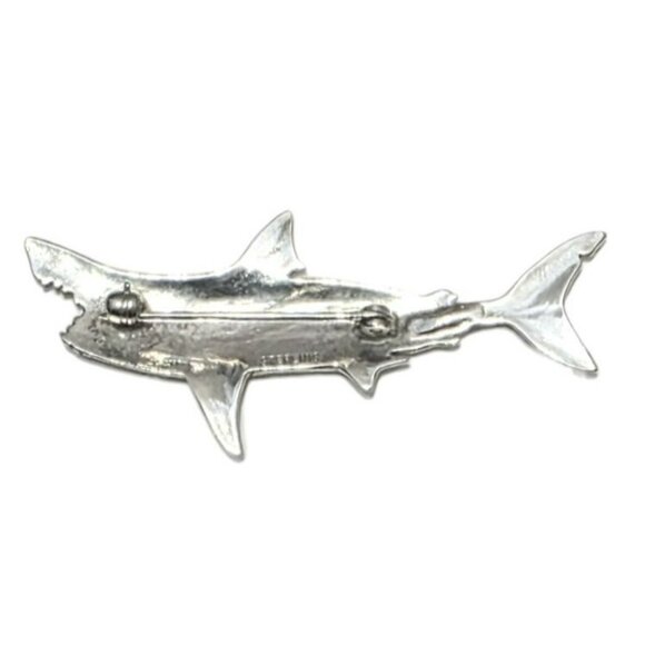 Vintage Sterling Silver Great White Shark Brooch Tie Pin Mako Jaws Sea Maritime - Picture 6 of 11